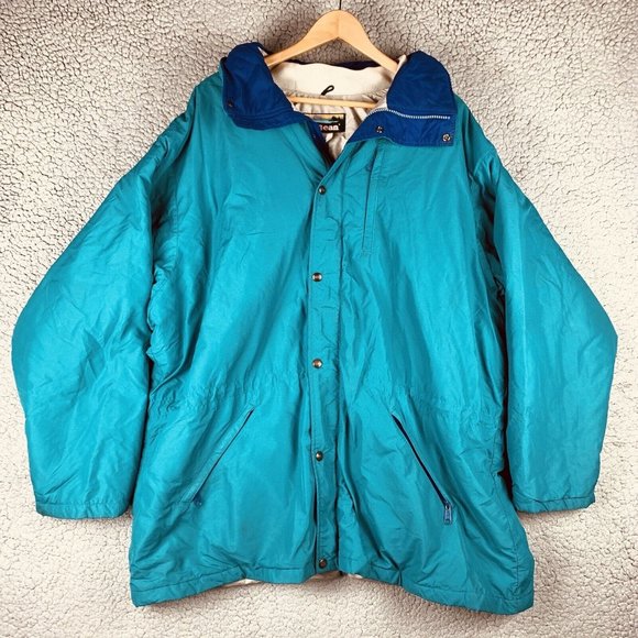 LL Bean Penobscot Parka Mens XL Tall Blue Green Hooded Full Zip Made In USA VTG - Picture 1 of 16